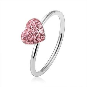 Stříbrný prsten 925 se světle růžovým zirkonovým srdcem - Velikost: 48 obraz