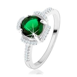 Prsten ze stříbra 925, zelený kvítek, lupínky z čirých zirkonů - Velikost: 50 obraz