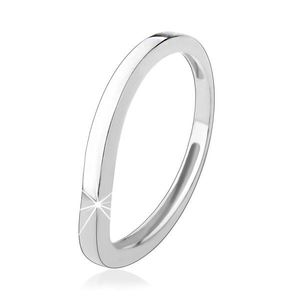 Stříbrný prsten 925, zvlněná linie, lesklý hladký povrch - Velikost: 60 obraz