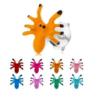 Náušnice ze stříbra 925, barevný pavouček s osmi nohama, puzetky - Barva: Fialová obraz