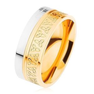 Prsten z chirurgické oceli, stříbrná a zlatá barva, keltské uzly - Velikost: 54 obraz
