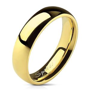 Prsten z chirurgické oceli, zlatý odstín, lesklý hladký povrch, 5 mm - Velikost: 52 obraz