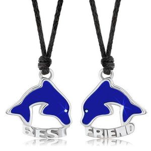 Dva náhrdelníky pro přátele, modří průhlední delfíni, BEST FRIEND obraz