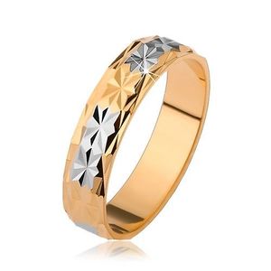 Lesklý prsten s diamantovým vzorem, zlatý a stříbrný odstín - Velikost: 51 obraz