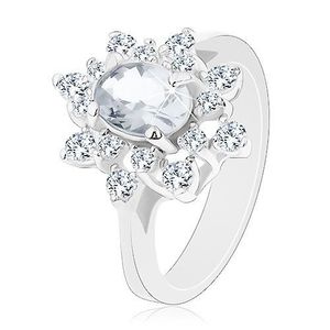 Třpytivý prsten se stříbrným odstínem, květ s čirými zirkony - Velikost: 52 obraz