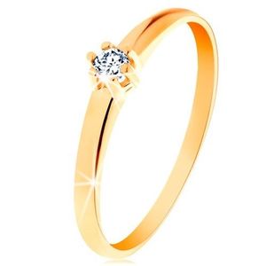 Zlatý prsten 585 - kulatý diamant čiré barvy v šesticípém kotlíku - Velikost: 48 obraz
