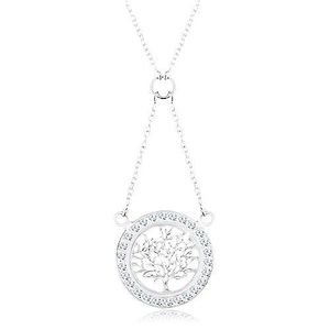 Stříbrný 925 náhrdelník, řetízek a přívěsek - strom života se zirkonovou obrubou obraz
