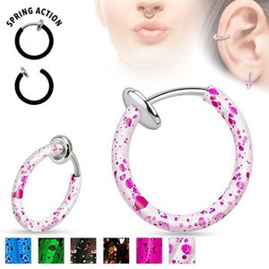 Ocelový fake piercing do nosu nebo do ucha, kroužek potřísněný barvou - Barva piercing: Růžová obraz