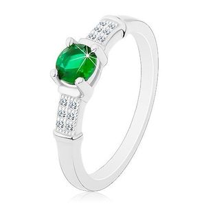 Zásnubní prsten, stříbro 925, zirkonová ramena, kulatý zelený zirkon - Velikost: 47 obraz