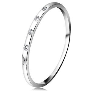 Prsten v bílém 14K zlatě - pět drobných čirých diamantů, tenký kroužek - Velikost: 50 obraz