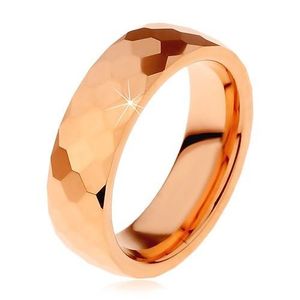 Prsten z wolframu v měděném odstínu, vybroušené šestihrany, 6 mm - Velikost: 62 obraz