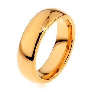 Lesklý wolframový prsten zlaté barvy, hladký zaoblený povrch, 6 mm - Velikost: 49 obraz