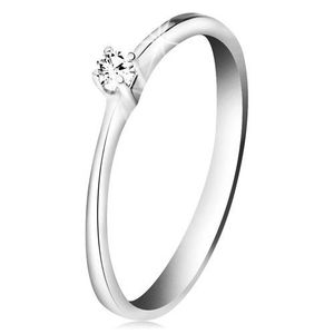 Briliantový prsten z bílého zlata 585 - třpytivý čirý diamant ve čtyřcípém kotlíku - Velikost: 55 obraz