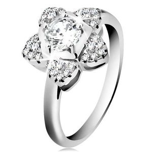 Zásnubní prsten, stříbro 925, blýskavý zirkonový kvítek čiré barvy - Velikost: 60 obraz
