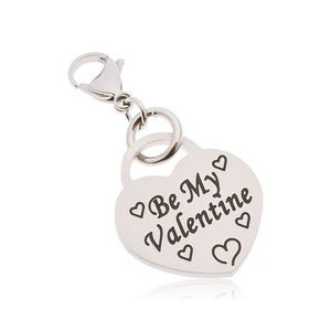 Přívěsek na klíčenku, chirurgická ocel, srdce s nápisem Be My Valentine obraz