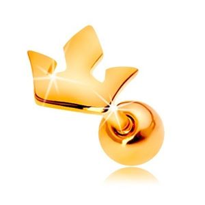 Piercing do ucha ze žlutého 14K zlata - malá trojcípá korunka obraz
