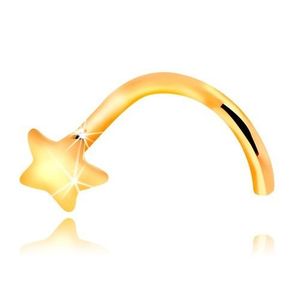 Piercing do nosu ze žlutého 14K zlata - zahnutý, malá hvězdička obraz