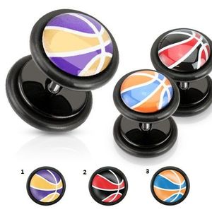 Akrylový falešný plug, barevný basketbalový míč, černé gumičky - Motivy: 01. obraz