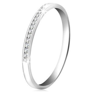 Briliantový prsten z bílého 14K zlata - blýskavá linie drobných čirých diamantů - Velikost: 49 obraz