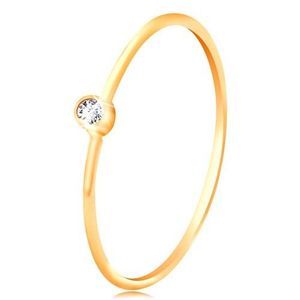 Zlatý diamantový prsten 585 - blýskavý čirý briliant v lesklé objímce, úzká ramena - Velikost: 48 obraz