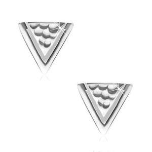 Náušnice ze stříbra 925, trojúhelník s jamkami a úzkým výřezem obraz