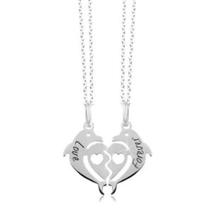 Náhrdelníky ze stříbra 925 - rozpůlené srdce ze dvou delfínů, Love Forever obraz