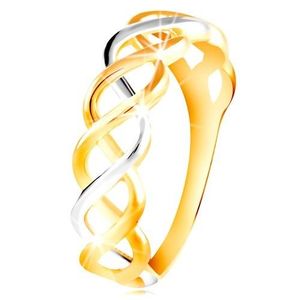 Prsten z kombinovaného 14K zlata - propletené dvoubarevné linie - Velikost: 60 obraz