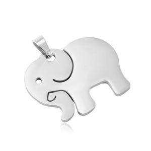 Přívěsek z chirurgické oceli ve stříbrném odstínu, matný slon s výřezy obraz