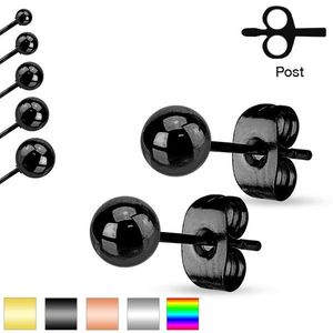 Ocelové náušnice, kuličky s lesklým hladkým povrchem, 6 mm - Barva: Černá obraz