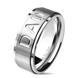 Ocelový prsten ve stříbrném odstínu s nápisem DAD, 8 mm - Velikost: 59 obraz