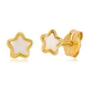 Puzetové 14K zlaté náušnice s motivem hvězdy s přírodní perletí obraz