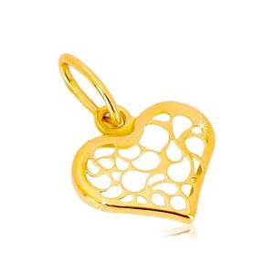 Přívěsek ze 14K žlutého zlata - symetrické srdce zdobené filigránem obraz