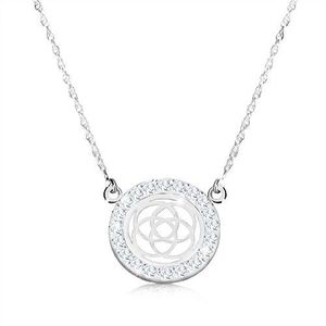 Stříbrný náhrdelník 925 - čtyřcípý keltský uzel v zirkonovém kruhu, jemný řetízek obraz