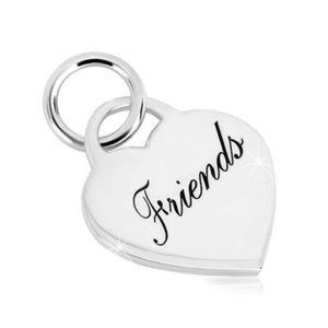 Stříbrný 925 přívěsek - srdcovitý zámek s nápisem "Friends", zrcadlově lesklý povrch obraz