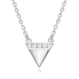 Stříbrný náhrdelník 925 - obrácený trojúhelník, blýskavá zirkonová linie obraz