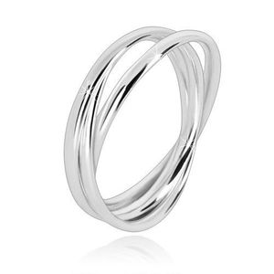Trojitý prsten ze stříbra 925 - úzké propojené prstence s lesklým povrchem - Velikost: 49 obraz