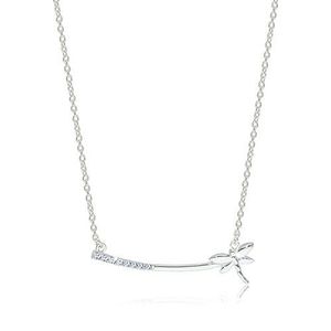 Stříbrný 925 náhrdelník - lesklá vážka na úzké tyčince se zirkonky čiré barvy obraz