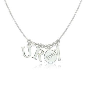 Lesklý stříbrný 925 náhrdelník - motiv "U R the 1", hladké drobné kuličky obraz
