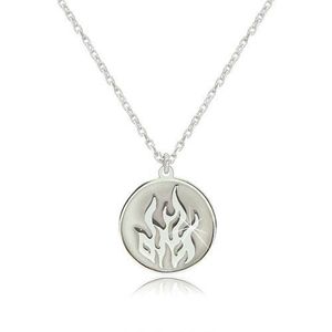 Stříbrný náhrdelník 925 - element ohně v kruhové lesklé linii obraz
