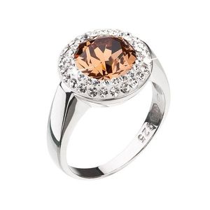 Evolution Group Stříbrný prsten s krystaly Swarovski hnědý kulatý 35026.3 lt. smoked topaz obraz