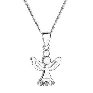 Evolution Group Stříbrný náhrdelník anděl se Swarovski krystaly bílý 32078.1 obraz