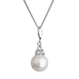 Evolution Group Stříbrný náhrdelník s kulatou řícní perlou a zirkony 22033.1 obraz