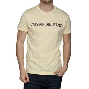 Calvin Klein pánské světle žluté tričko Logo obraz