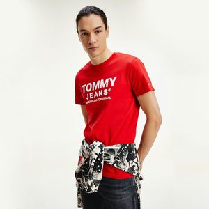 Tommy Jeans pánské červené tričko Essential obraz