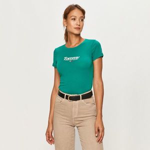 Tommy Jeans dámské zelené tričko Essential obraz
