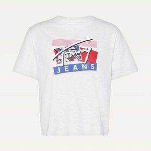 Tommy Jeans dámské bílé tričko Logo Tee obraz