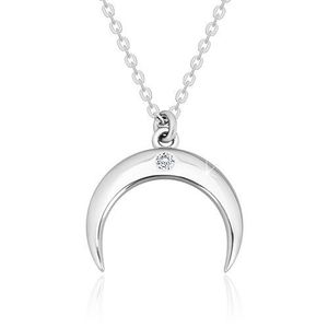 Briliantový náhrdelník, stříbro 925 - obrácený půlměsíc s čirým diamantem obraz