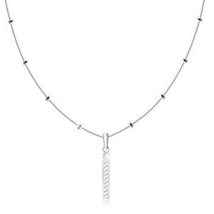 Stříbrný 925 náhrdelník - řetízek s hadím vzorem, tenký obdélník se zirkony obraz