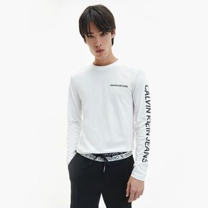 Calvin Klein pánské bílé triko s dlouhým rukávem obraz