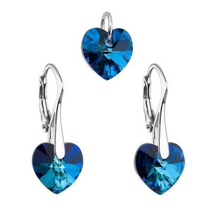 Evolution Group Sada šperků s krystaly Swarovski náušnice a přívěsek modrá srdce 39003.5 bermuda blue obraz